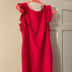 Calvin Klein hot pink ruffled sheath dress NWT